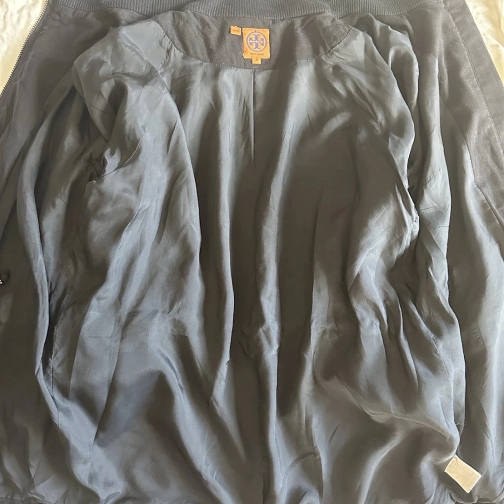 Tory Burch XL Black Zip up Drawstring bottom light Jacket utility coat Size 14 - Picture 6 of 11